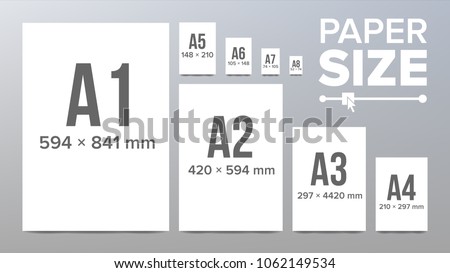 Paper Sizes Vector. A1, A2, A3, A4, A5, A6, A7, A8 Paper Sheet Formats. Isolated Illustration