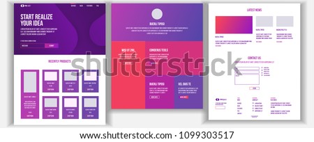 Website Design Template Vector. Business Interface. Landing Web Page. Professional Team. Monitoring And Optimization. Popular Ptroducts. Conference Course. Illustration