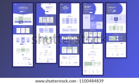 Landing Page Website Template Vector.  Business Interface. Landing Web Page. Responsive Ux Design. Responsive Blank. Finance Career Service.  Opportunity Mail Form. Illustration
