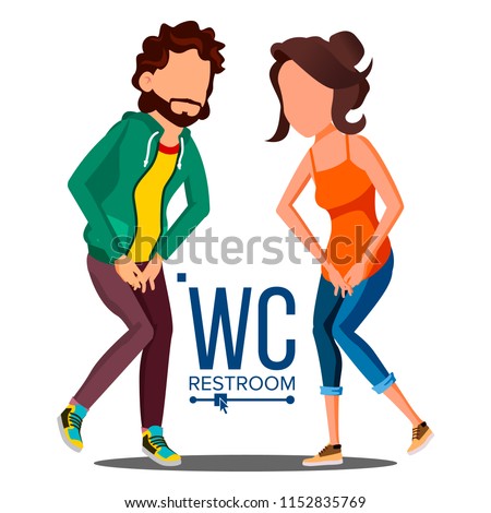 Public WC Sign Vector. Door Plate Design Element. Man, Woman. Bathroom Symbols. Isolated Cartoon Illustration
