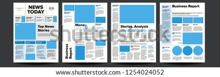 Newspaper Vector. With Headline, Images, News Page Articles. Newsprint, Reportage Information. Press Layout. Illustration
