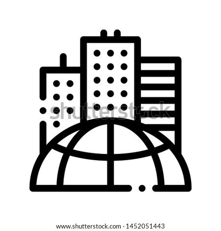 Skyscraper Earth Problem Vector Thin Line Icon. Big City Town Building Environmental Problem, Industrial Pollution, Contamination Linear Pictogram. Global Warming Contour Illustration