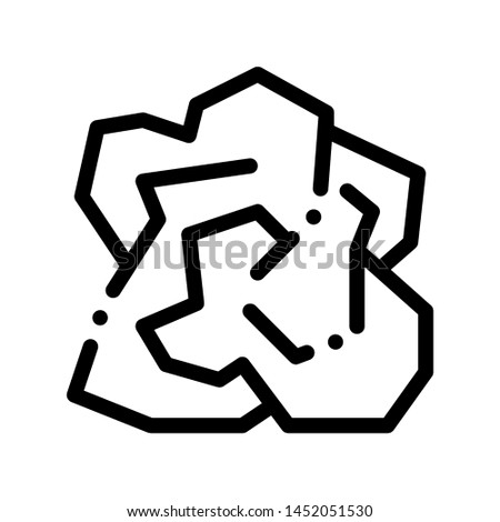 Crumpled Piece Of Paper Vector Thin Line Icon. Ecological Fatal Down Environmental Pollution Impact Of Cast-off Paper Linear Pictogram. Dirty Soil, Water, Air Contour Illustration