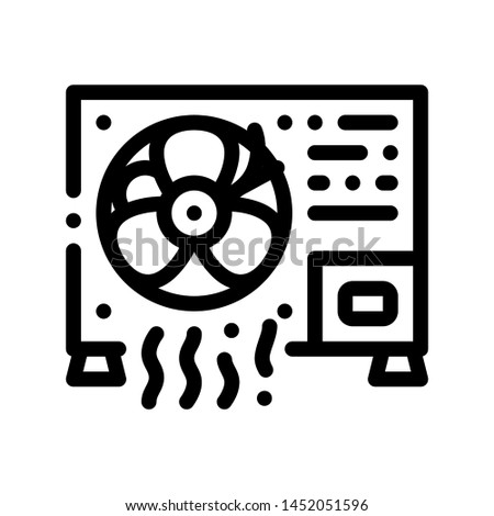 Working Conditioner System Vector Thin Line Icon. Conditioner Technology Equipment Outdoor Unit Ventilator And Windstream Linear Pictogram. Air Conditioning Maintenance Contour Illustration