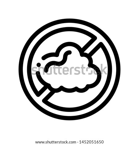 Allergen Free Sign Dust Vector Thin Line Icon. Allergen Free Linear Pictogram. Crossed Out Mark Cinder Cloud Healthy Nature Environment. Black And White  Contour Illustration