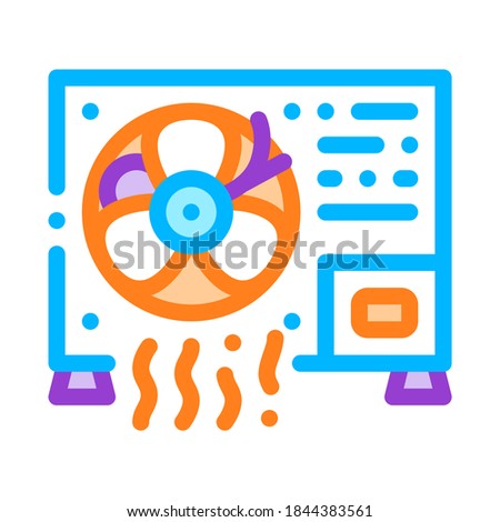 Working Conditioner System Vector Thin Line Icon. Conditioner Technology Equipment Outdoor Unit Ventilator And Windstream Linear Pictogram. Air Conditioning Maintenance Illustration