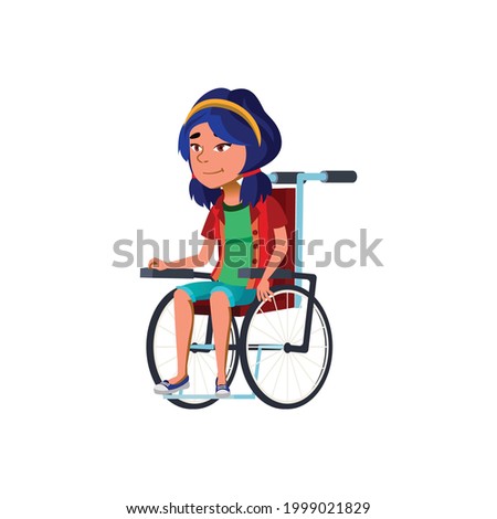 positive emotion girl invalid in wheelchair cartoon vector. positive emotion girl invalid in wheelchair character. isolated flat cartoon illustration