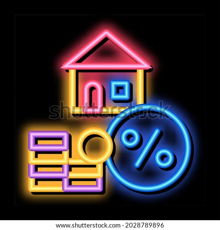 House Mortgage Service Tick neon light sign vector. Glowing bright icon transparent symbol illustration