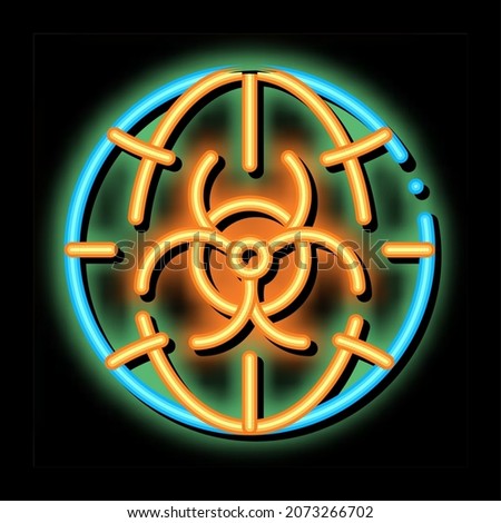 Biohazard Symbol Problem neon light sign vector. Glowing bright icon transparent symbol illustration