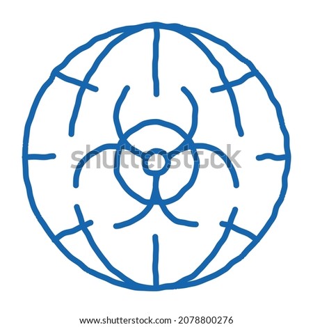 Biohazard Symbol Problem sketch icon vector. Hand drawn blue doodle line art isolated symbol illustration