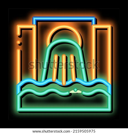 Waste Outpouring From Spout neon light sign vector. Glowing bright icon transparent symbol illustration