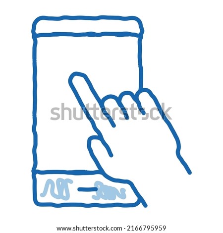 Hand Push Phone sketch icon vector. Hand drawn blue doodle line art Hand Push Phone sign. isolated symbol illustration