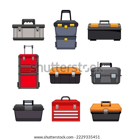toolbox repair set cartoon. tool box, kit toolkit, construction hammer, service wrench, equipment toolbox repair vector illustration