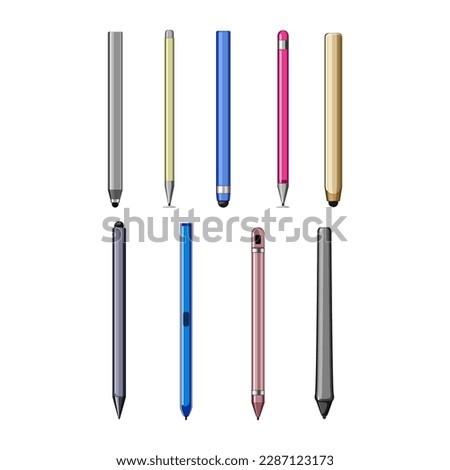 stylus pen set cartoon. tablet digital, touch graphic, hand device, technology computer stylus pen sign. isolated symbol vector illustration