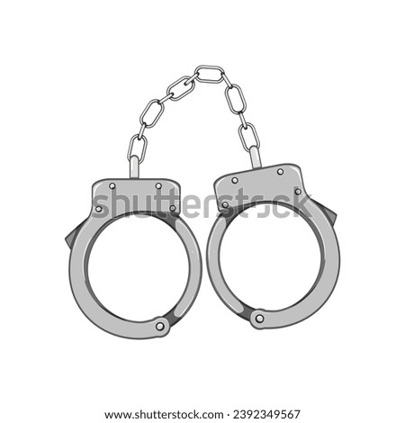 criminal handcuffs cartoon. police law, justice handcuff, prison jail criminal handcuffs sign. isolated symbol vector illustration