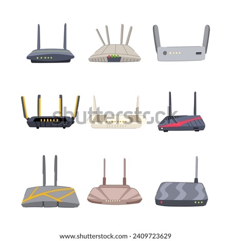 router set cartoon. wireless broadband, network ethernet, home gateway router sign. isolated symbol vector illustration