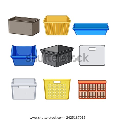 plastic crate set cartoon. empty food, vegetable green, storage stack plastic crate sign. isolated symbol vector illustration