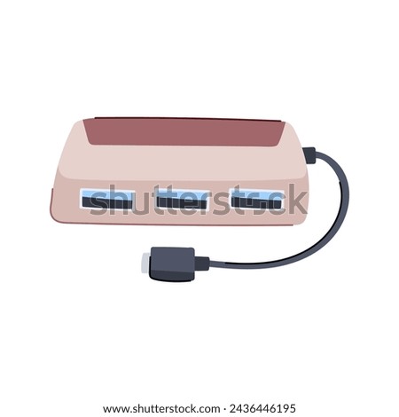 charge usb hub cartoon. port desk, pc input, line data charge usb hub sign. isolated symbol vector illustration