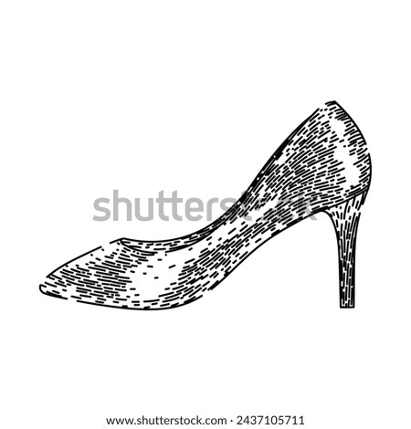 red shoe high heel shoes hand drawn. shop line, red stroke, vector footwear shoe high heel shoes vector sketch. isolated black illustration