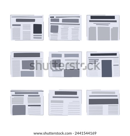 financial newspaper set cartoon. article paper, headline daily, page template financial newspaper sign. isolated symbol vector illustration