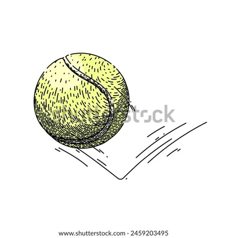 isolated tennis ball hand drawn. racket green, tenis object, macro view isolated tennis ball vector sketch. isolated color illustration