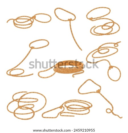 lasso set cartoon. rodeo frame, string border, line knot lasso sign. isolated symbol vector illustration