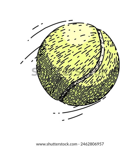 green tennis ball hand drawn. tenis object, macro view, new circle green tennis ball vector sketch. isolated color illustration