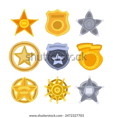 sheriff badge set cartoon. west law, emblem deputy, old vintage sheriff badge sign. isolated symbol vector illustration