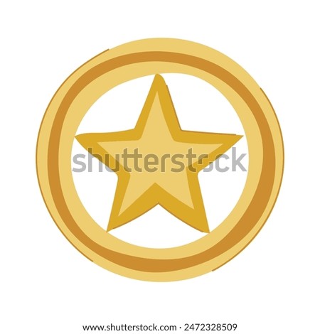 emblem sheriff badge cartoon. deputy old, vintage security, gold golden emblem sheriff badge sign. isolated symbol vector illustration