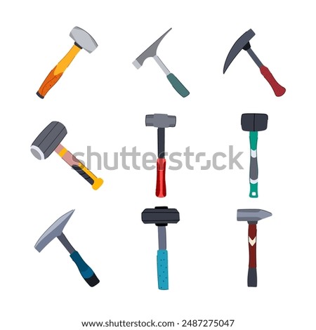 mason s hammer set cartoon. man concrete, cement ry, work builder mason s hammer sign. isolated symbol vector illustration