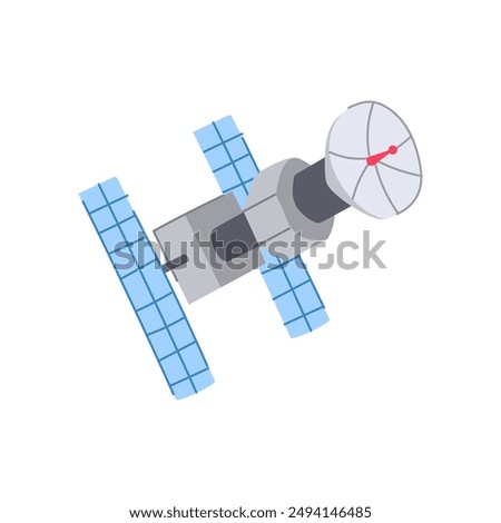 future satellite cartoon. worldwide technology, data internet, people astronaut future satellite sign. isolated symbol vector illustration