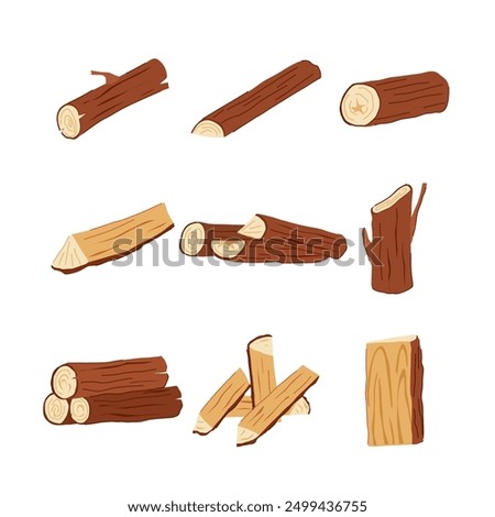 wood log set cartoon. tree trunk, bark material, timber texture wood log sign. isolated symbol vector illustration