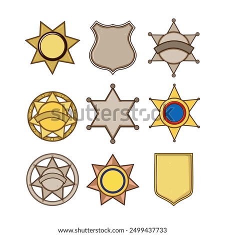 sheriff badge set cartoon. emblem logo, department symbol, sign cowboy sheriff badge sign. isolated symbol vector illustration