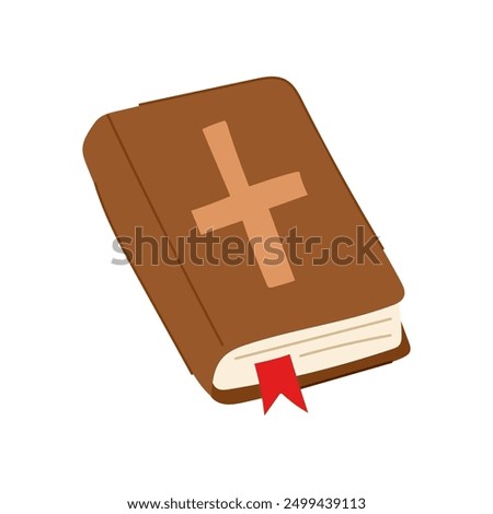 catholic bible cartoon. book prayer, hand pray, open worship catholic bible sign. isolated symbol vector illustration