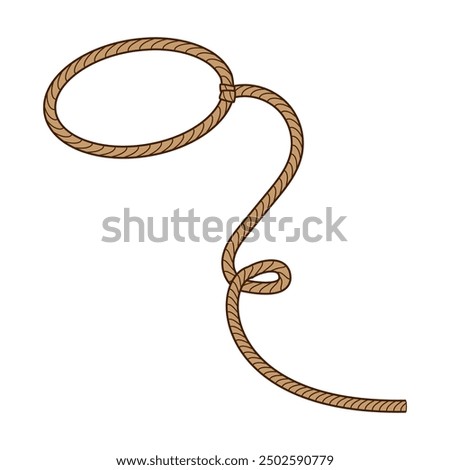 western lasso cartoon. cowboy heframe, circle rodeo, cord border western lasso sign. isolated symbol vector illustration