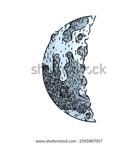 eclipse moon hand drawn. craters phases, orbit tides, surface exploration eclipse moon vector sketch. isolated color illustration