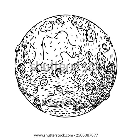 orbit moon hand drawn. tides surface, exploration landing, Apollo satellite orbit moon vector sketch. isolated black illustration