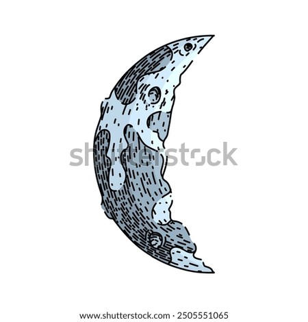 lunar moon hand drawn. eclipse craters, phases orbit, tides surface lunar moon vector sketch. isolated color illustration