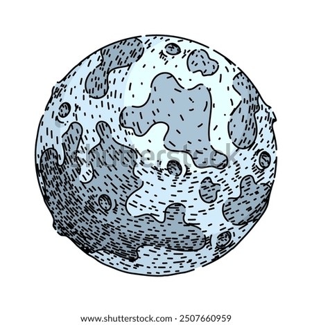 orbit moon hand drawn. tides surface, exploration landing, Apollo satellite orbit moon vector sketch. isolated color illustration