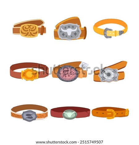 belt cowboy set cartoon. rodeo lasso, boots spurs, jeans ranch belt cowboy sign. isolated symbol vector illustration