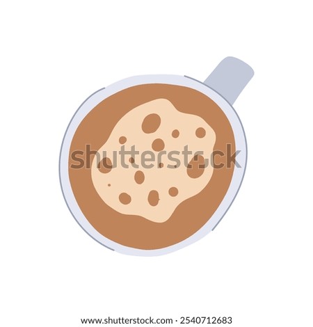 brew coffee cup top cartoon. caffeine froth, mug saucer, beans roast brew coffee cup top sign. isolated symbol vector illustration