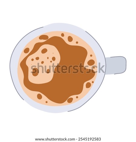 mocha coffee cup top cartoon. macchiato brew, caffeine froth, mug saucer mocha coffee cup top sign. isolated symbol vector illustration