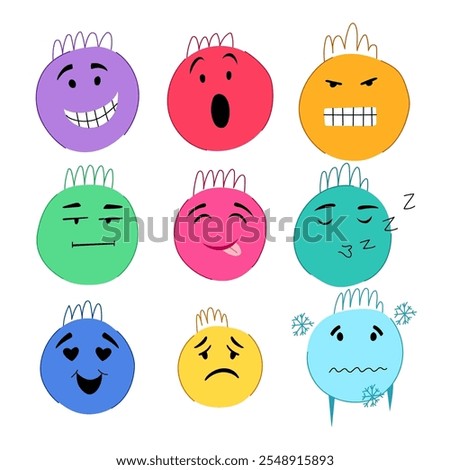 comic face set cartoon. joke silly, hilarious amusement, entertainment al comic face sign. isolated symbol vector illustration