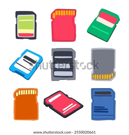 sd card set cartoon. transfer files, videos music, data format sd card sign. isolated symbol vector illustration