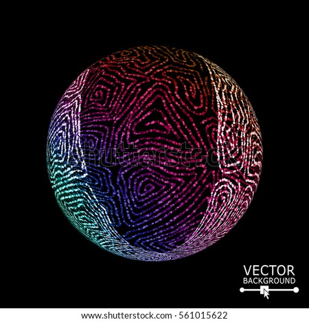 Sphere With Swirled Stripes. Vector Glowing Composition