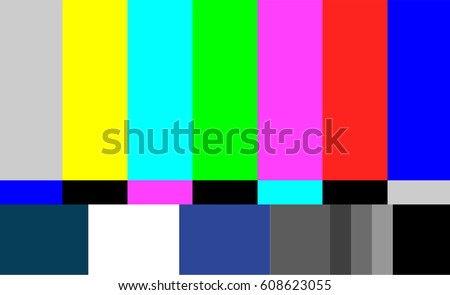 Television Colored Bars Signal. No Signal TV Test Pattern Vector.  Introduction And The End Of The TV Programming. SMPTE Color Bars Illustration. 