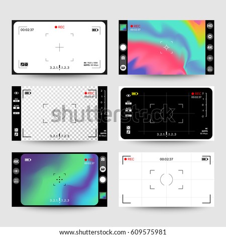 Camera Phone Interface Vector. Photo Viewfinder Screen. Modern Video Rec Camera Interface Concept For Touch Phone Devices Illustration