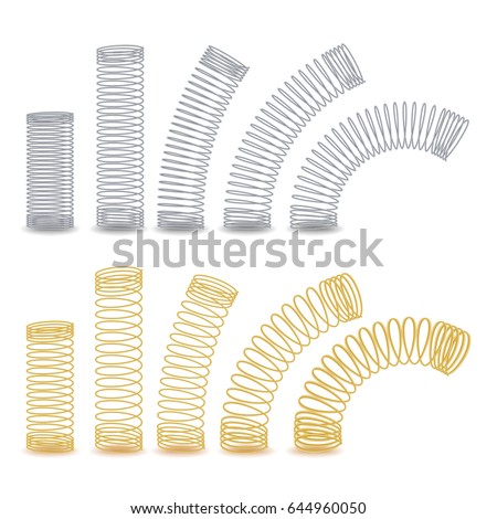 Metal Spring Vector. Spiral Flexible Wire. Metal Spiral. Coil Set. Jump Compression Icon Isolated Illustration ストックフォト © 
