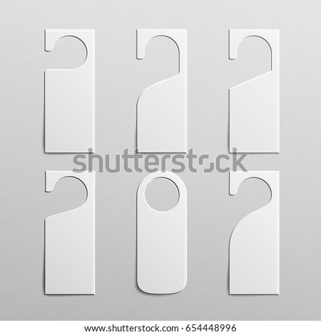 Door Handle Lock Hangers Set. Realistic Mock Up. Do Not Disturb. Vector Illustration