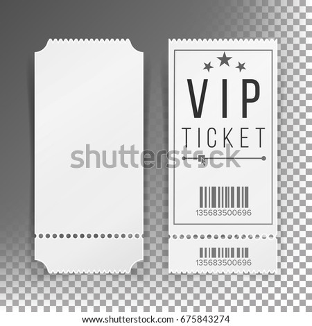 Ticket Template Set Vector. Invitation Circus Or Movie Ticket Template Coupon Blank. Isolated Illustration